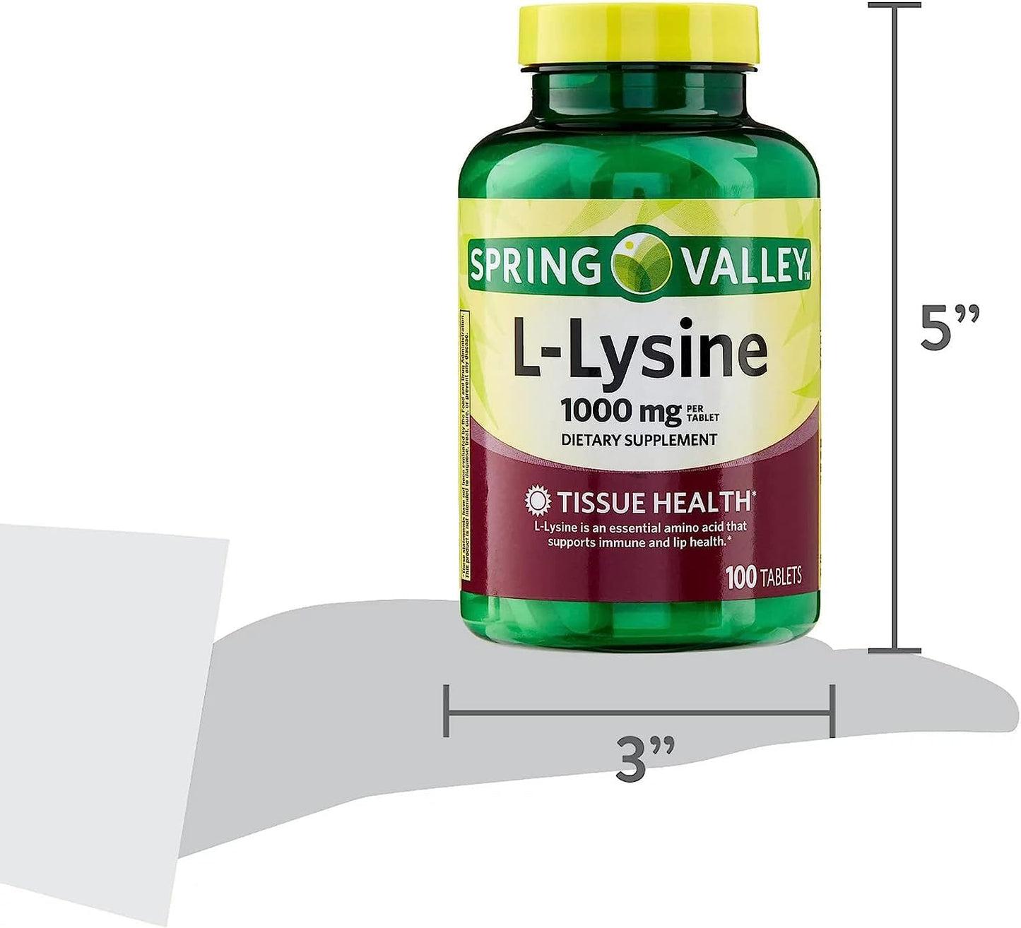 SPEC Lysine Amino Acid Supplements, 1 Tablet Per Serving,Spring Valley L-Lysine Supports a Healthy Immune System* 100 Count