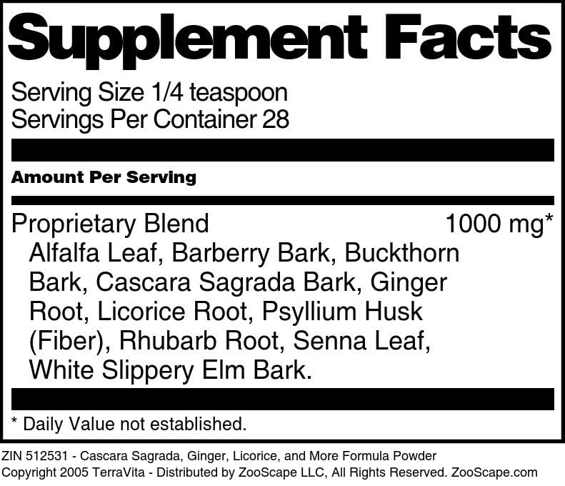 TerraVita Colon Cleansing Formula Powder - Buckthorn, Psyllium, Ginger and More (1 oz, ZIN: 512531) - 3 Pack