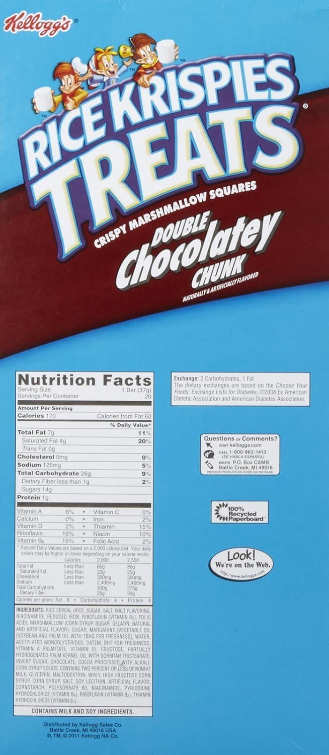 Rice Krispy Double chocolatey chunk 13 oz 20 Bars By Omnicoast Goods