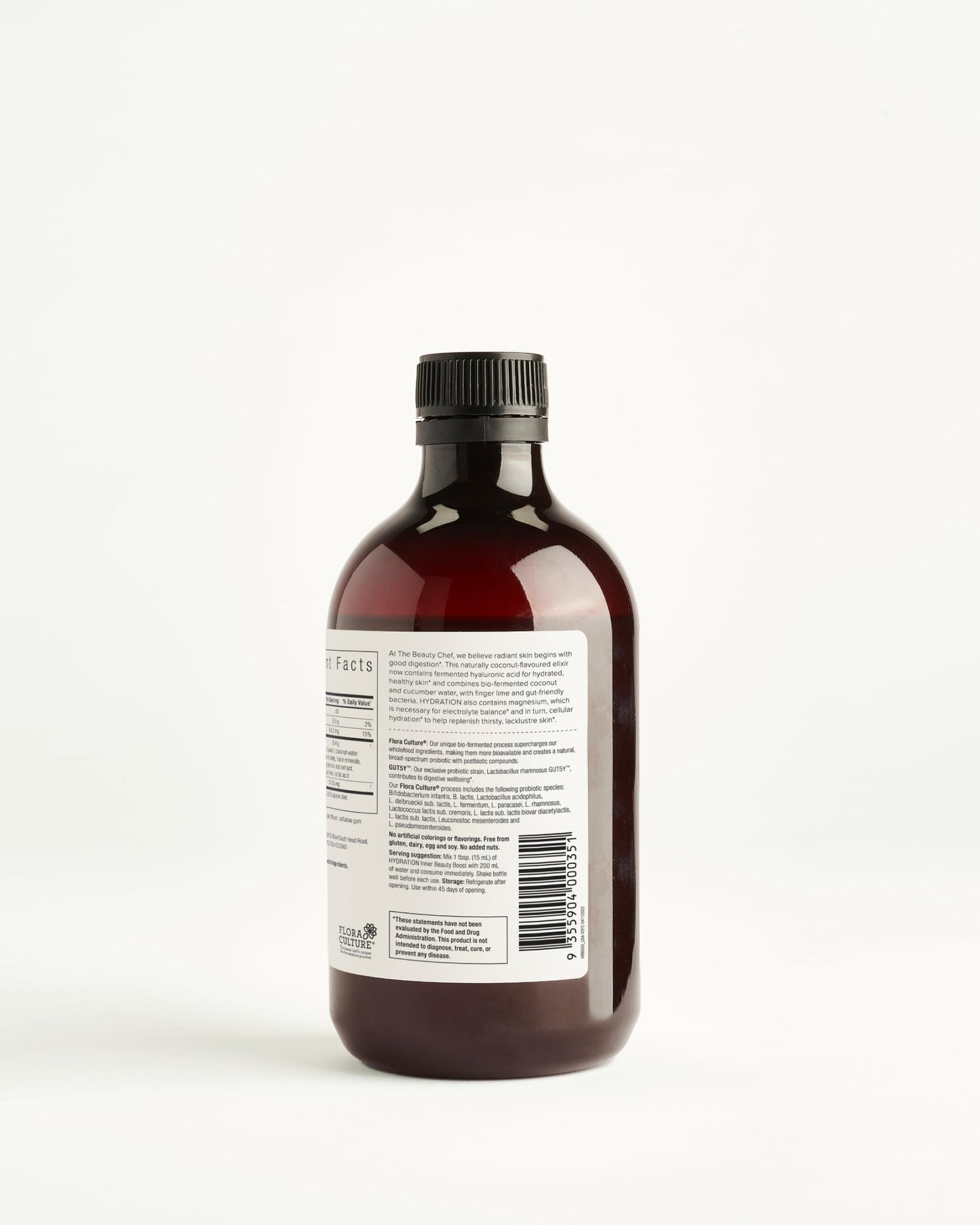 The Beauty Chef Hydration Inner Beauty Boost - Bio-Fermented Liquid to Support Hydration, Electrolyte Balance, & Skin Moisture Levels, Fermented Hyaluronic Acid, 16.9 fl. oz / 500mL