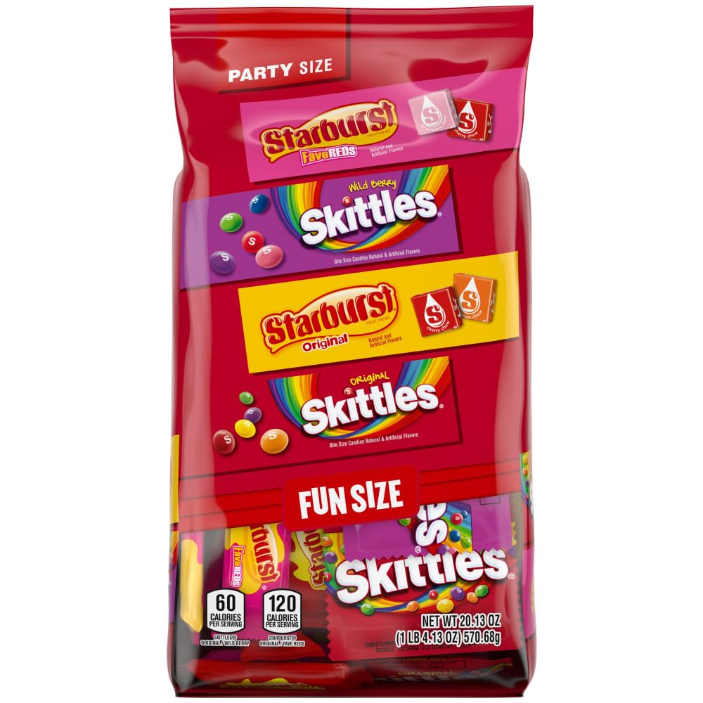 SKITTLES Original SKITTLES Wild Berry STARBURST Original and STARBURST FaveReds Fun Size Chewy Candy Variety Bag Party Size 2013 Oz Bulk Bag