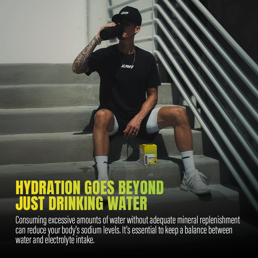 RAW Replenish, Premium Electrolytes Powder Recovery Formula - Flavored Electrolyte Drink Mix Supplement for Hydration, Replenishment, Endurance & Performance (60 Serving, Lemon Lime)