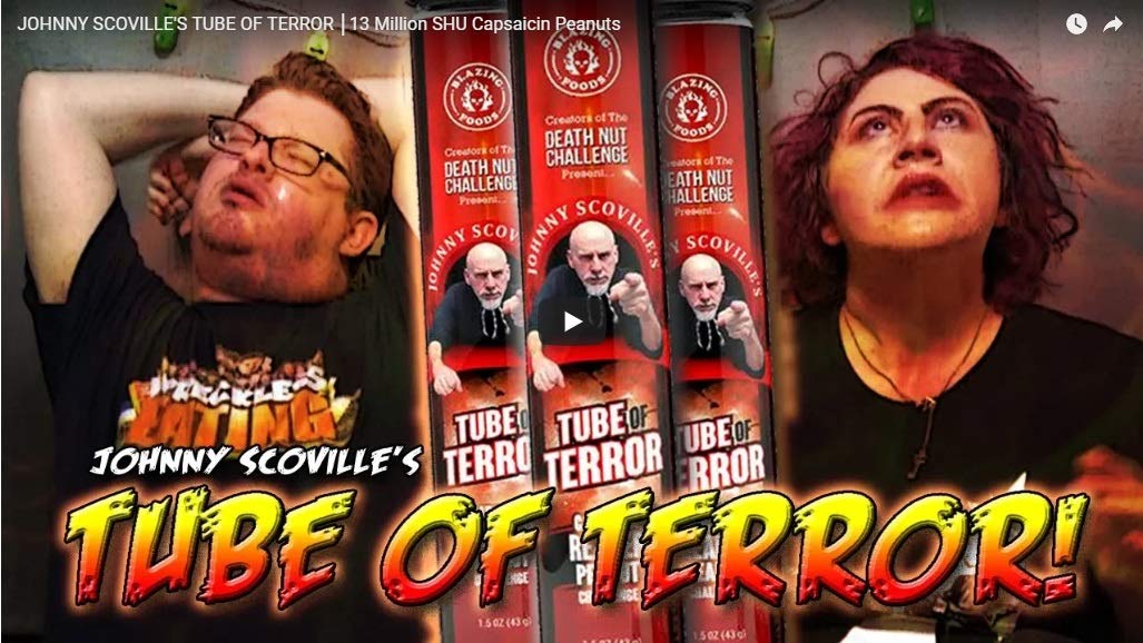 Tube of Terror Challenge verified hottest Carolina Reaper Ghost Scorpion Pepper peanuts on planet earth