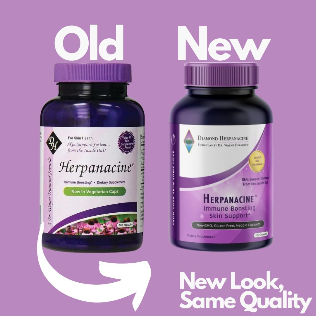 Diamond Herpanacine Natural Skin Care and Immune Support - Vitamins to Help Clear Skin - Complete Skin and Immune System Support from the Inside Out - Made with Natural Ingredients - (200 Count)