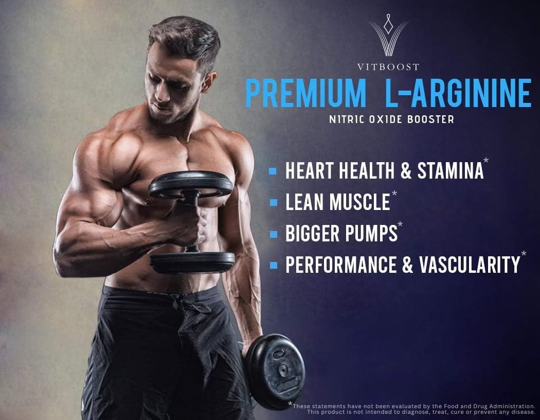 VITBOOST Extra Strength L Arginine Capsule 1500mg - Nitric Oxide Supplements for Stamina, Muscle, Vascularity & Energy - Powerful NO Booster with L-Arginine, L-Citrulline & Essential Amino Acids