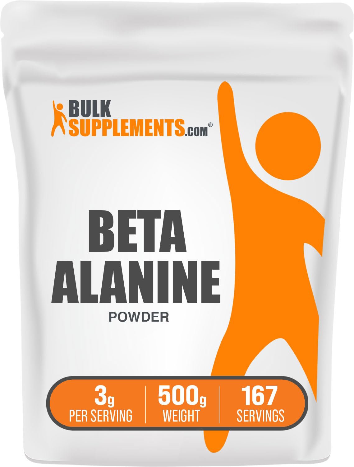 BulkSupplements.com Beta Alanine Powder - Beta-Alanine Supplement, Pre-Workout Supplement - Unflavored & Gluten Free, 3g per Serving, 500g (1.1 lbs) (Pack of 1)