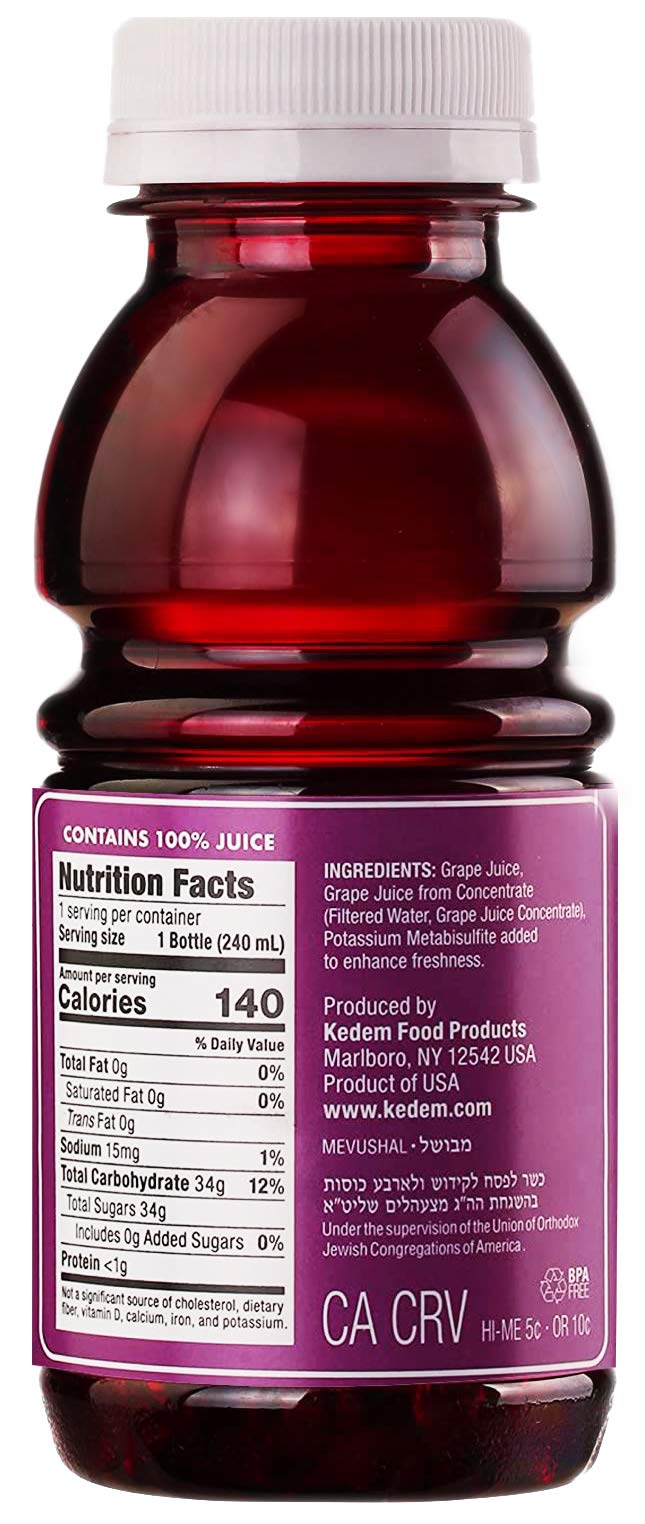 Kedem Concord Grape Juice 8oz Plastic Bottle 24 Pack