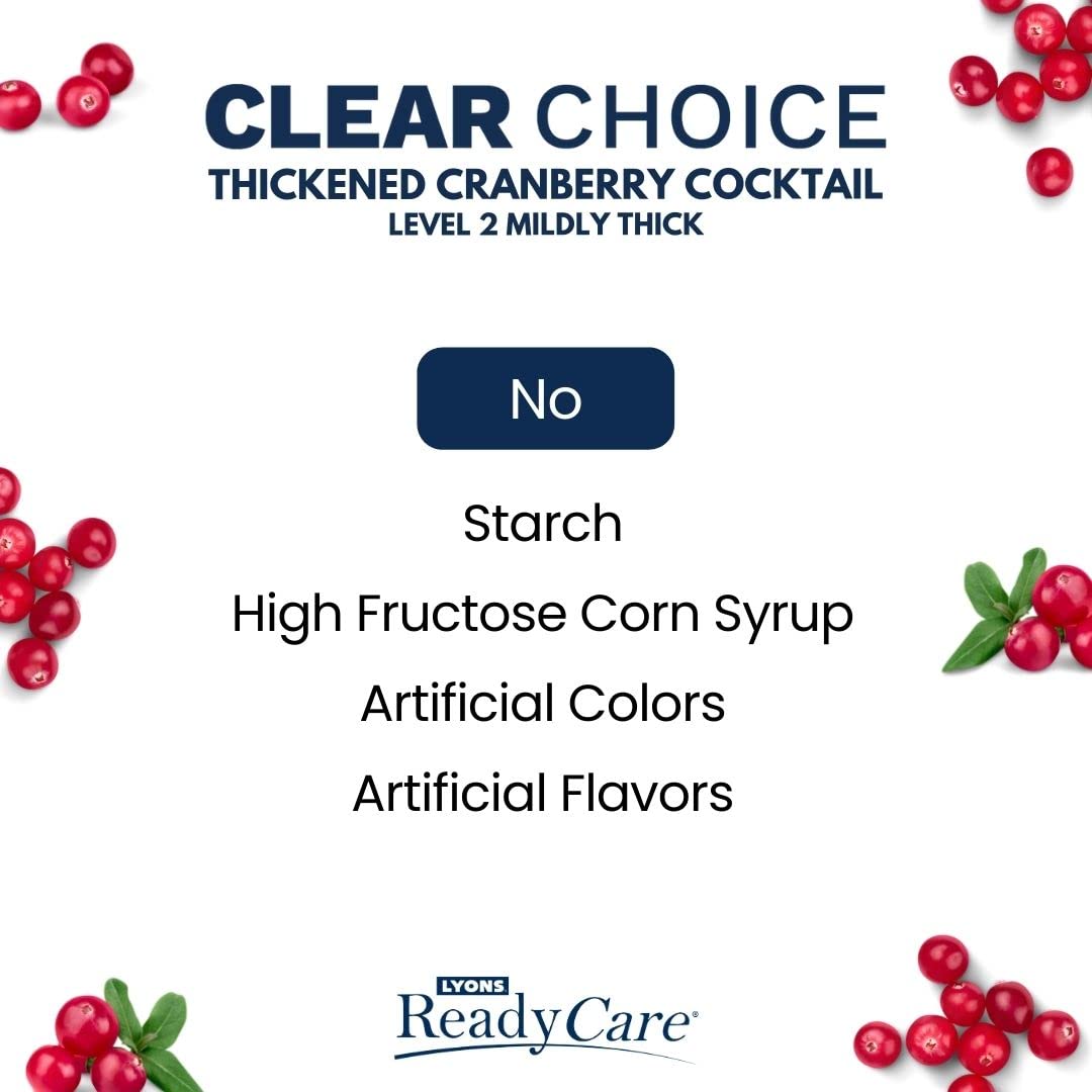Lyons ReadyCare Thickened Cranberry Cocktail for Dysphagia Swallowing Difficulty Nectar Consistency Level 2 Mildly Thick 4 fl oz 48 Pack