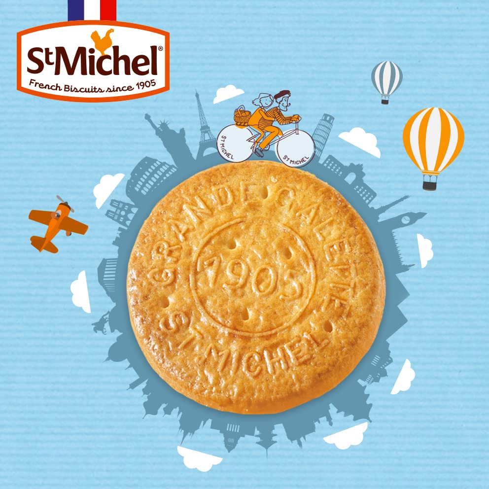 St Michel Grandes Galettes Butter Cookies Biscuits with Sea Salt 529oz Pack of 6 Made in France NonGMO Pure Butter Cookies