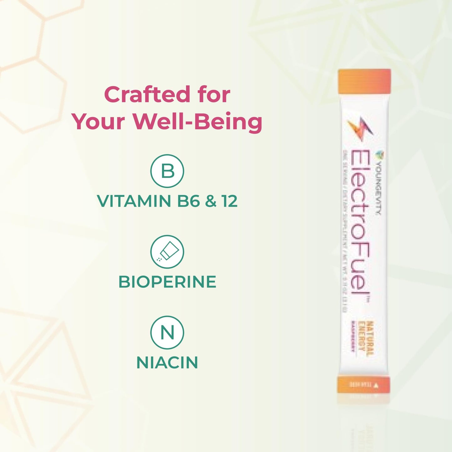 Youngevity Official ElectroFuel Natural Energy Drink Mix - Raspberry Electrolyte Powder - Energy and Hydration - 30 Sticks