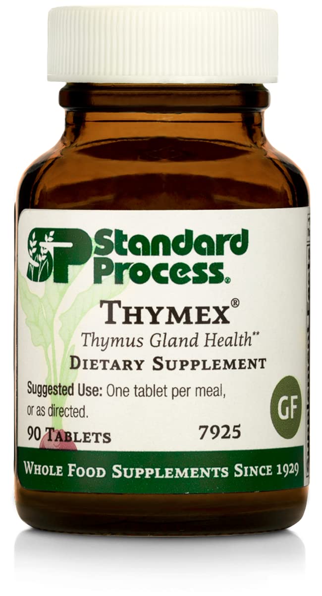 Standard Process Inc. Thymex - Whole Food Cholesterol, Thymus Supplement and Immune Support Supplement with Vitamin C, Magnesium Citrate, and Calcium Lactate - Gluten Free - 90 Tablets