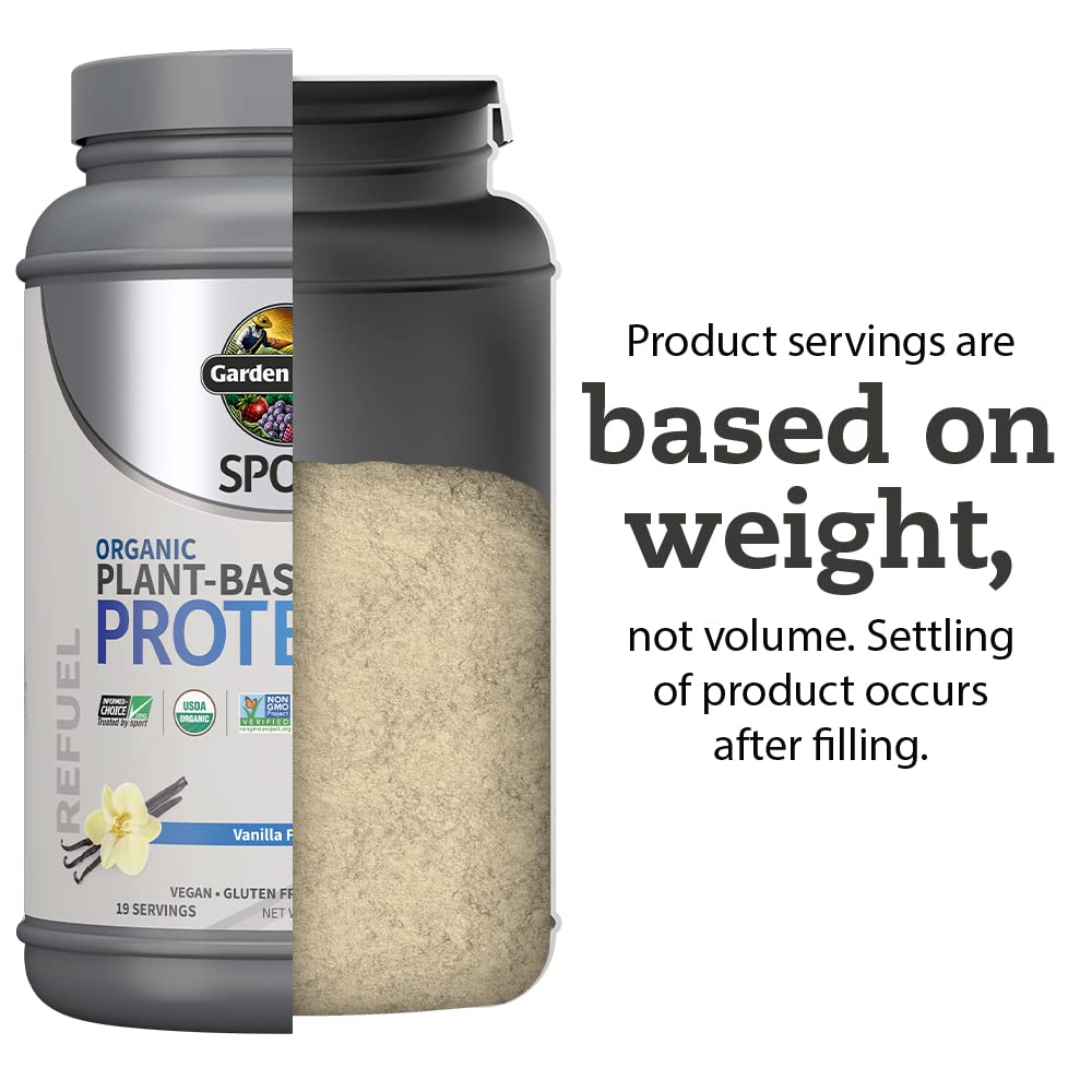 Organic Vegan Protein Powder, Vanilla Protein Powder with Probiotics, BCAAs, 30g Plant Protein, NSF Certified, Gluten Free & Sport, Non GMO, Garden of Life Sport Protein Powder - 19 Servings