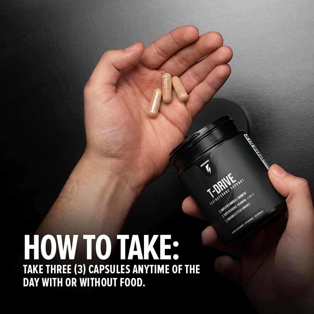 InnoSupps : T-Drive | Testosterone Booster | Amplify Muscle Growth | KSM-66 Ashwagandha, Boron, Fenugreek | 90 Capsules
