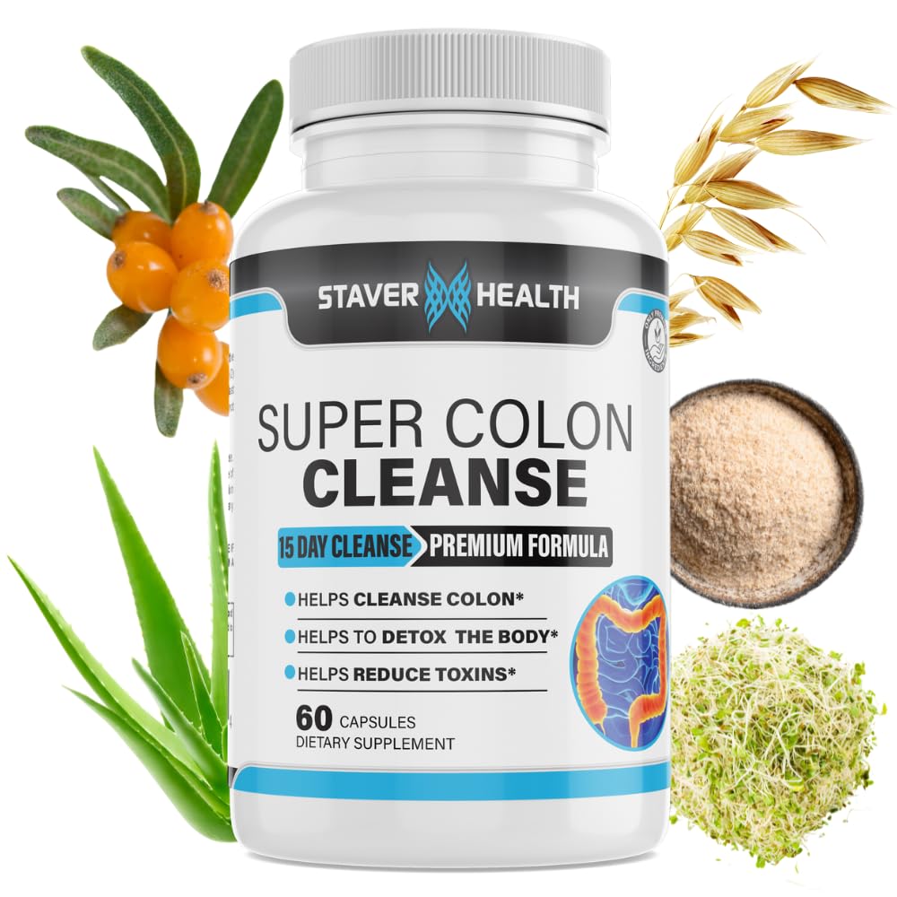 Staver Health Super Colon Cleanse - 15 Day Cleanse, Colon Cleanse Pills, Colon Cleanser & Detox, Psyllium Husk