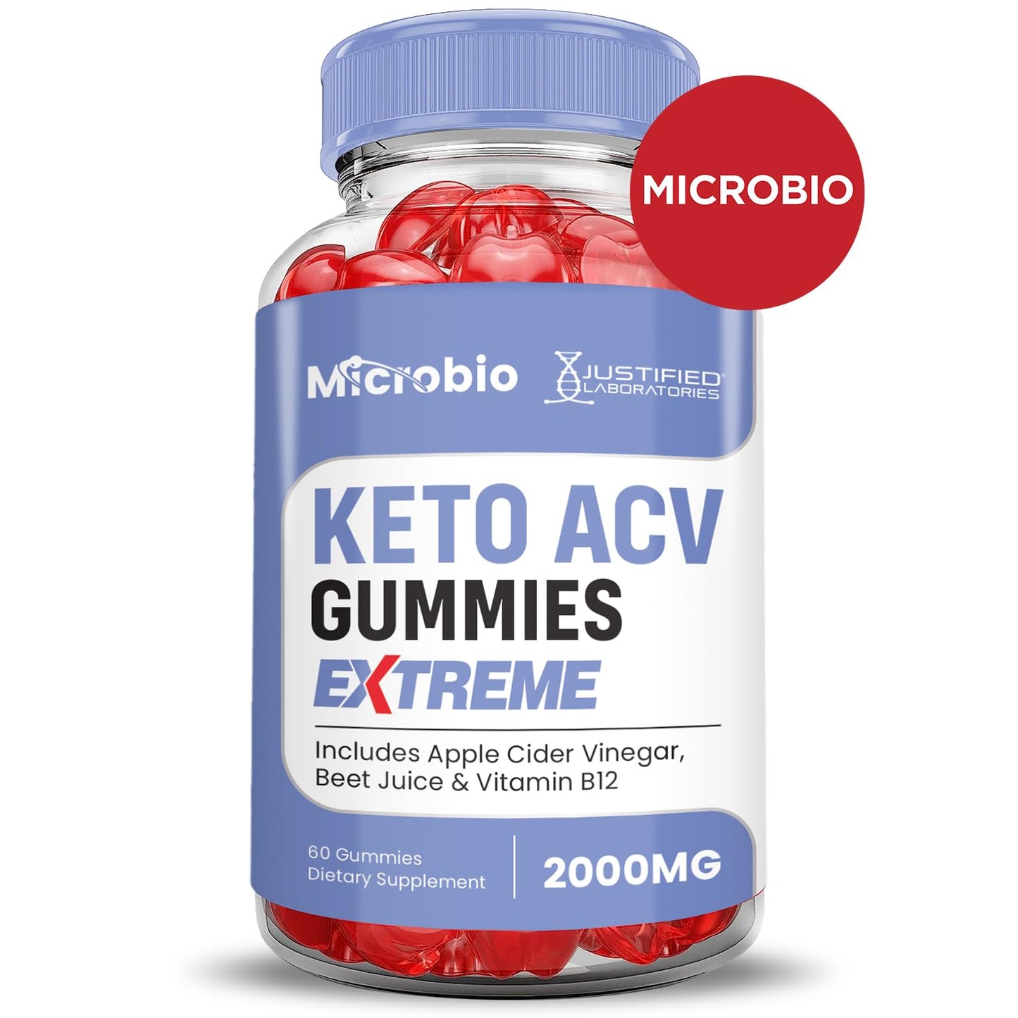 Microbio Keto ACV Gummies Extreme 2000MG Micro Bio Keto Gummies Apple Cider Vinegar Formulated with Pomegranate Beet Juice Powder B12 Vegan Non GMO 60 Gummys
