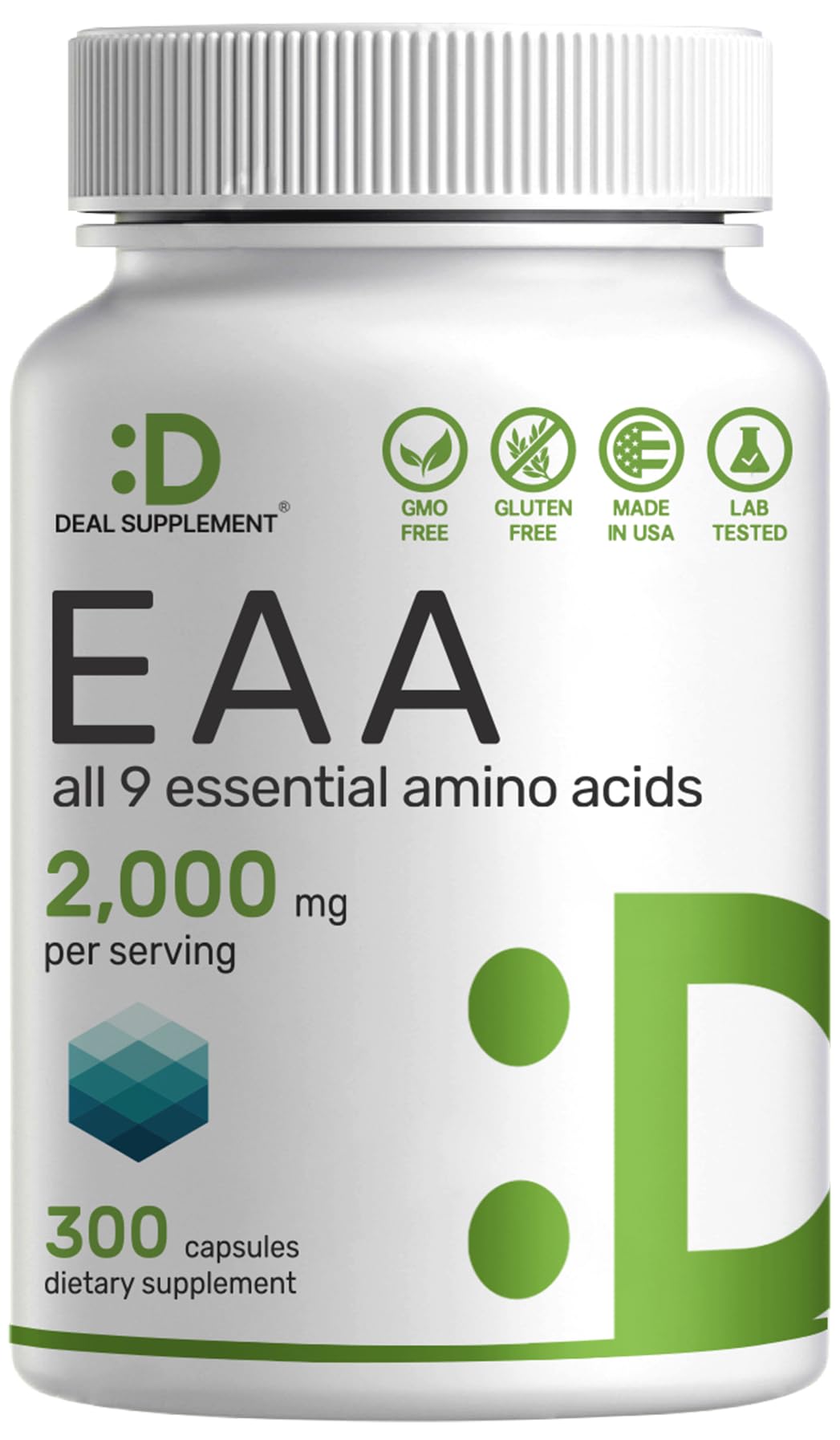 Essential Amino Acids (EAA) 2000mg Per Serving, 300 Capsules - Unflavored - 9 in 1, All BCAAs (Branched-Chain Aminos) - Lean Muscle Support & Natural Pre Workout Supplement