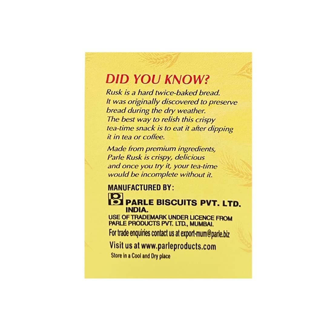 Parle Cardamom Elaichi Rusk Crispy Snack 600 grams 2116 oz