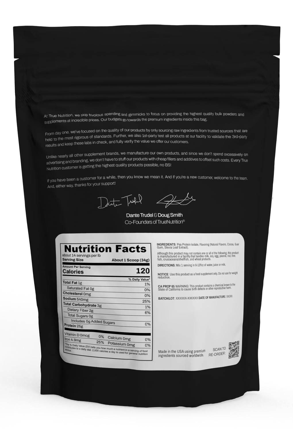 True Nutrition Pea Protein Powder Isolate - 25g Non-GMO Vegan Protein Powder per Serving - Low Carb, Low Fat, High Leucine - Gluten Free, Dairy Free, Soy Free - French Vanilla - 1LB