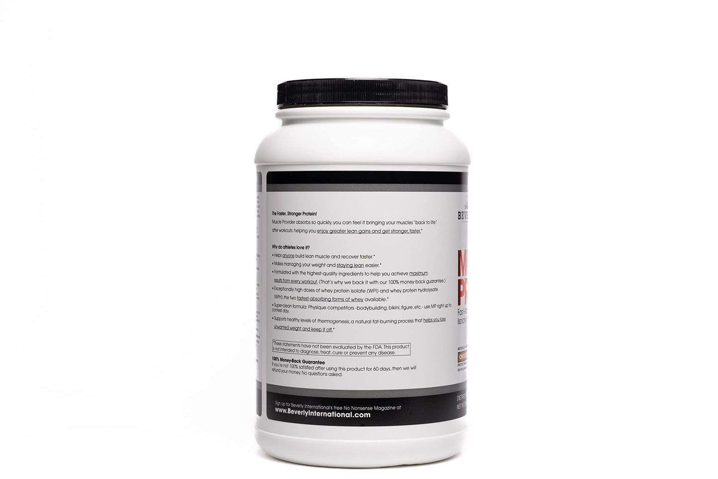 Beverly International Muscle Provider, 30 Servings, Chocolate. Super-Fast-Absorbing Whey Protein Powder for Recovery, Lean Muscle. Fills Your Muscles, not Your Stomach. Tastes Like ice Cream