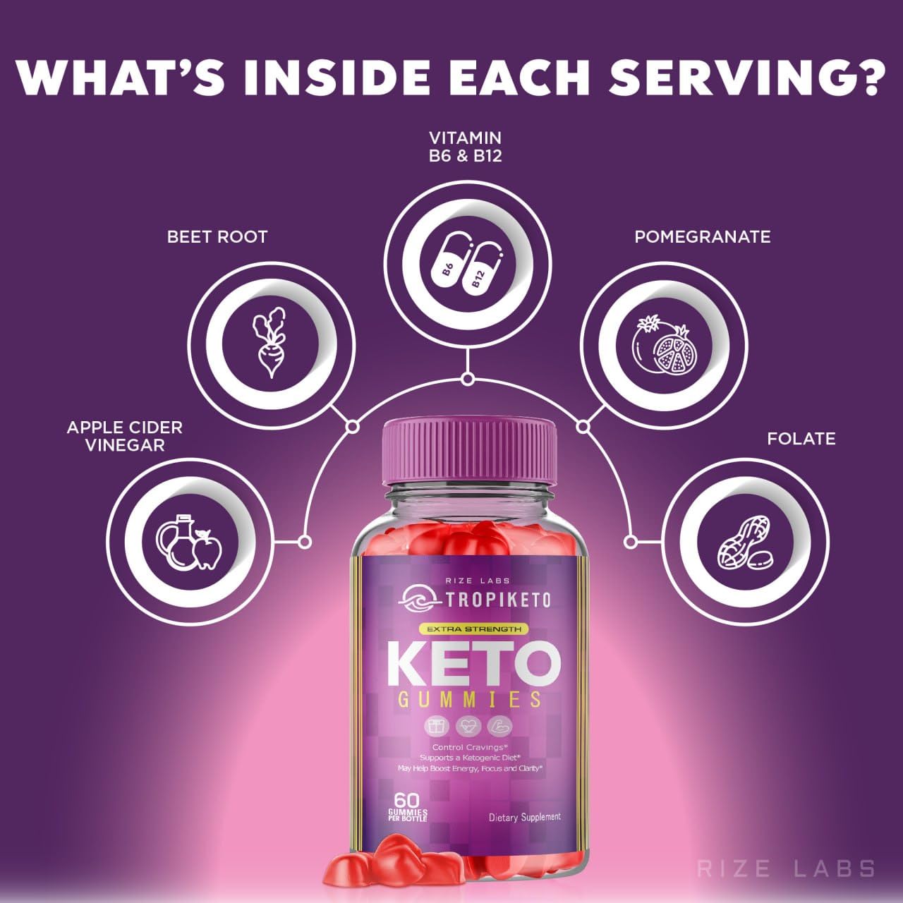 rize labs (Pack of 2 TropiKeto ACV Gummies - Extra Strength Keto Gummies for Advanced Weight Loss, Keto Supplement, Tropi Keto Gummy Reviews (120 Gummies)