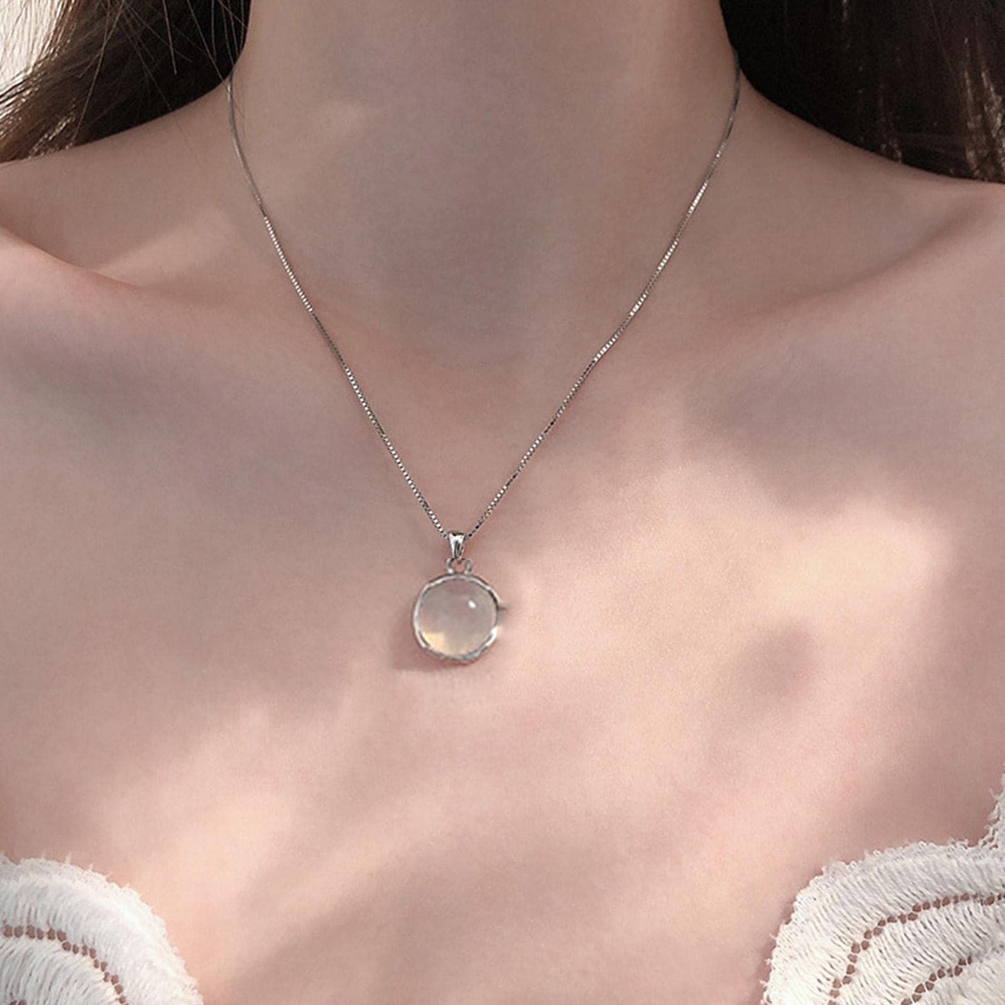 DHliIQQ Crystio Moonstone Therapeutic Neckchain,Lymph Detox Slimming Neckchain,Moon Stones Necklaces Jewelry for Women