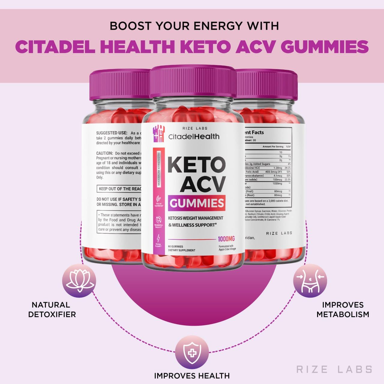 (2 Pack) Citadel Health Keto Gummies - Citadel Health Keto ACV Gummies for Advanced Weight Loss Body Boost Keto Gummies with Apple Cider Vinegar Supplement Belly Fat (120 Gummies)