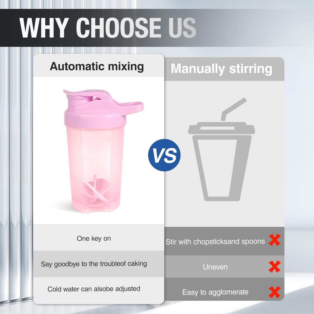 D.Y.A 16oz Shaker Bottle,Leak Proof Sports Shaker Cups for Protein Shakes,Shaker Bottle for Pre Workout and Travel To Go,BPA Free & Easy Clean Protein Shaker Bottle,Pink