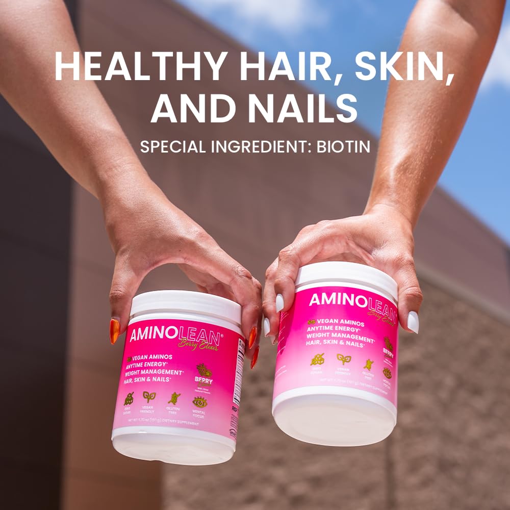 RSP NUTRITION AminoLean Pre Workout, Clean Energy with No Jitters, Tingles or Crash, Vegan Friendly with Added Biotin for Hair, Skin, Nails, Berry Elixir, 30 Servings