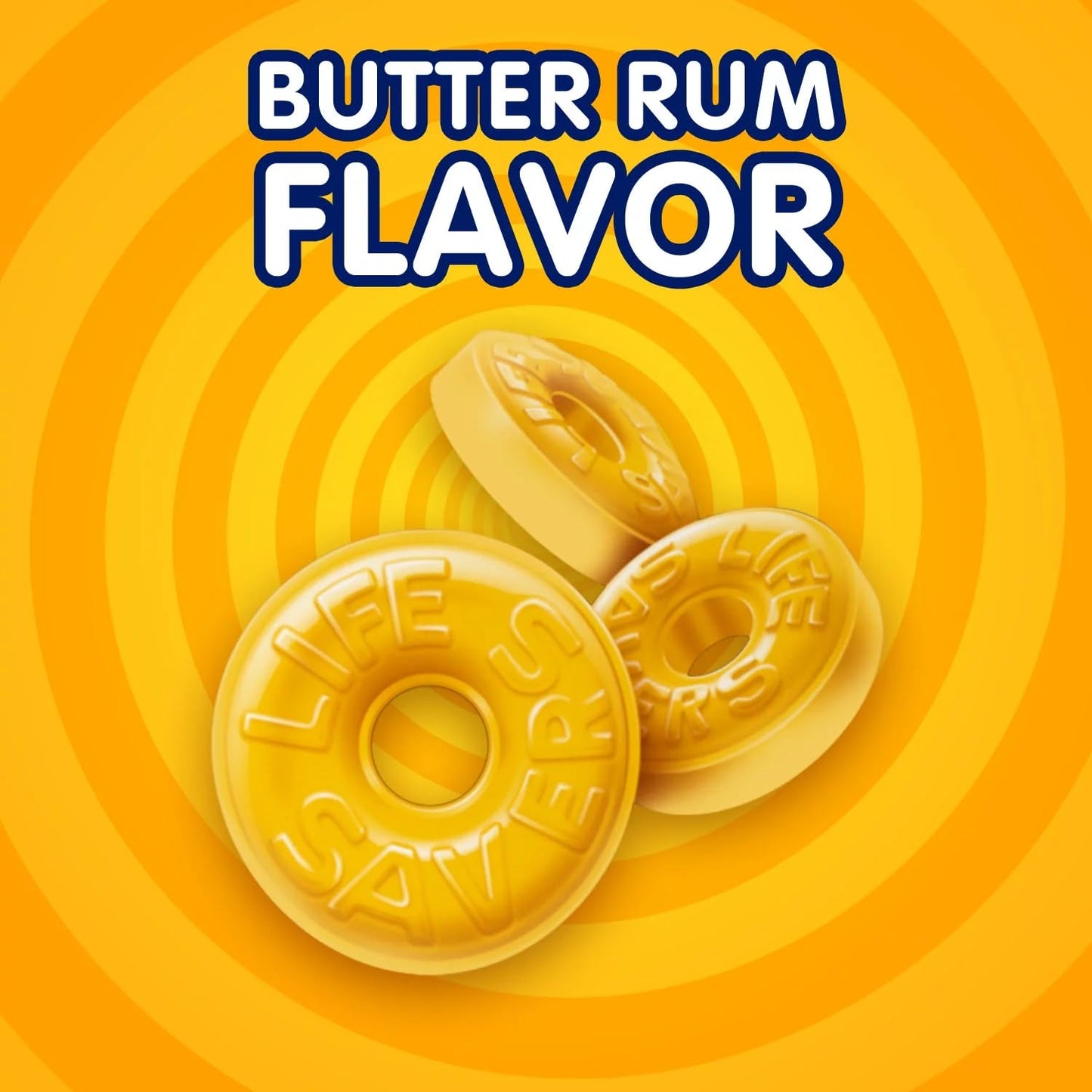Hard Candy 114 Oz Butter Rum Lifesavers Candy with Moofin Golden SS Spoon Ideal for Snacking Sharing Rich Flavor Easter Baskets Christmas Stockings Butter Rum Candy Pack of 2