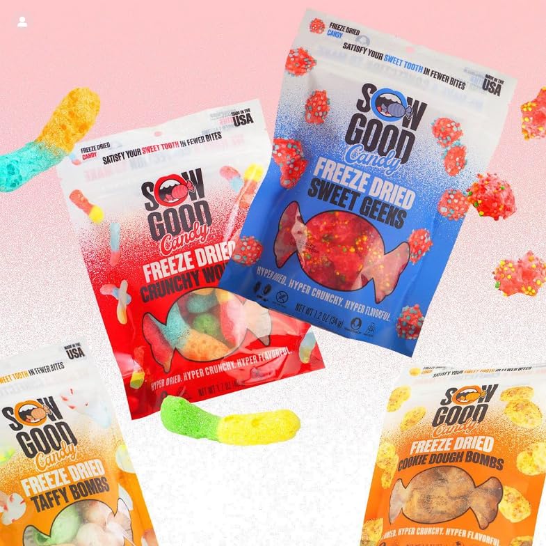 Sow Good Freeze Dried Candy Sweet Worms 2 Pack Perfect for Snacking Kids Parties
