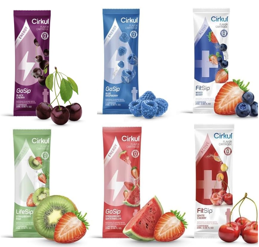Cirkul Hydrate Flavor Cartridges Energy Drink Mix Assorted Variety Pack 6 Pack