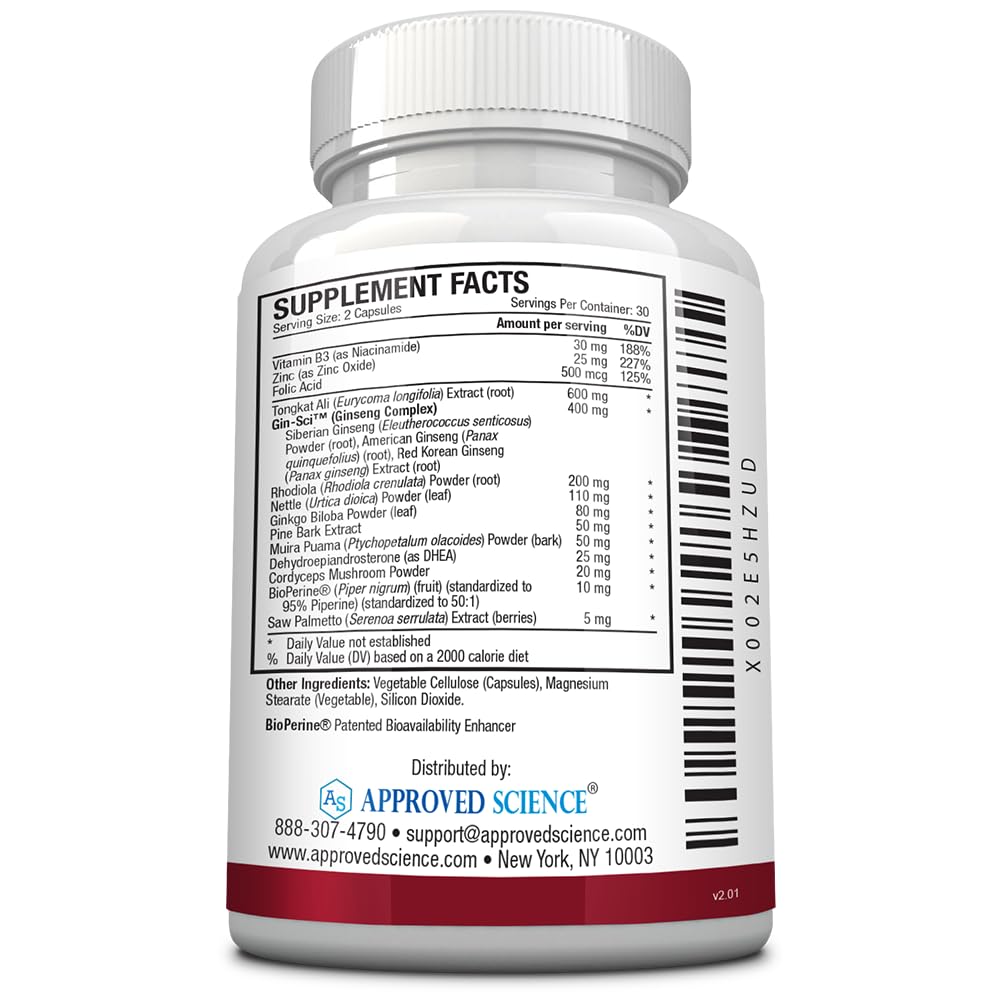 Approved Science® Male Enhancement - Boost Performance and Increase Drive - 60 Vegan Friendly Capsules (1 Bottle)