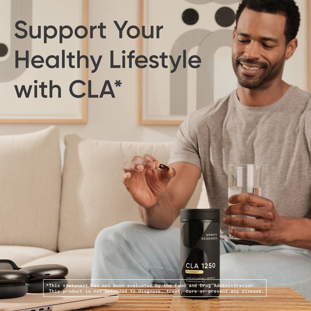 Sports Research CLA - 1250mg with Active Conjugated Linoleic Acid for Men and Women | Non-GMO, Soy & Gluten Free - 95% (90 Softgels)
