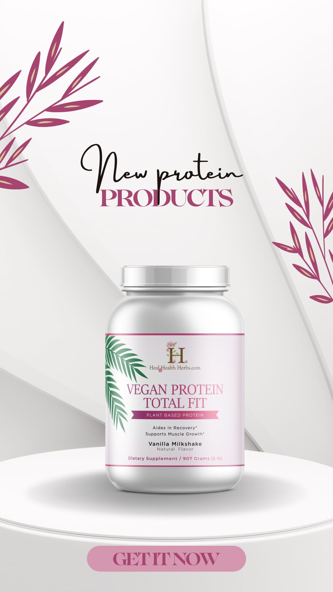 Heal health herbs Vegan Protein Total Fit Powder| 100% Plant Base Protein - Supports Healthy Muscle Growth-2lb