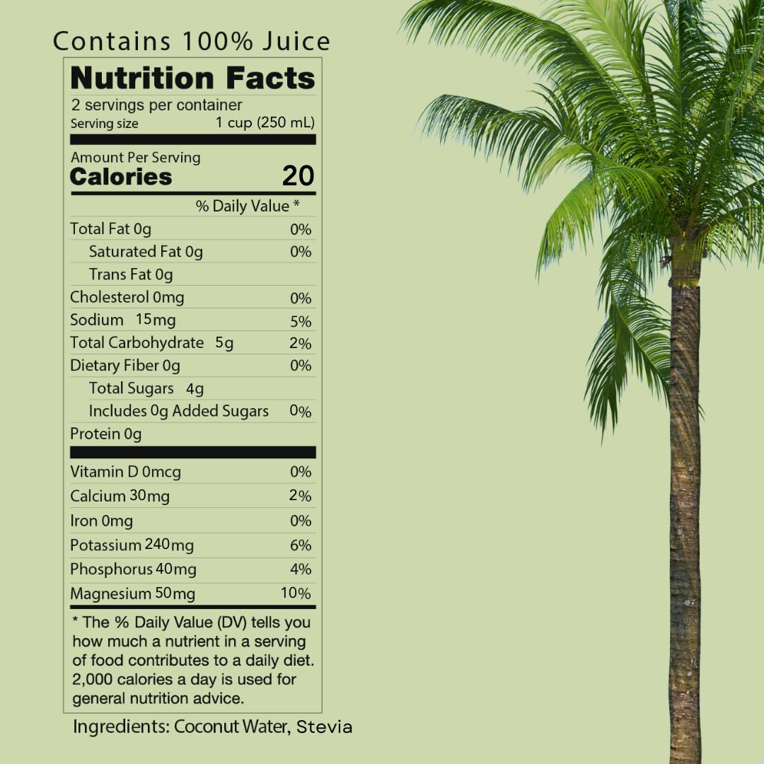 CoCo Joy Lean Coconut Water 100 Coconut Water Zero Sugar Added Fresh LowCarb HighCalcium NutrientRich CoconutWater Drink with Electrolytes Potassium and Other Nutrients 12 pack