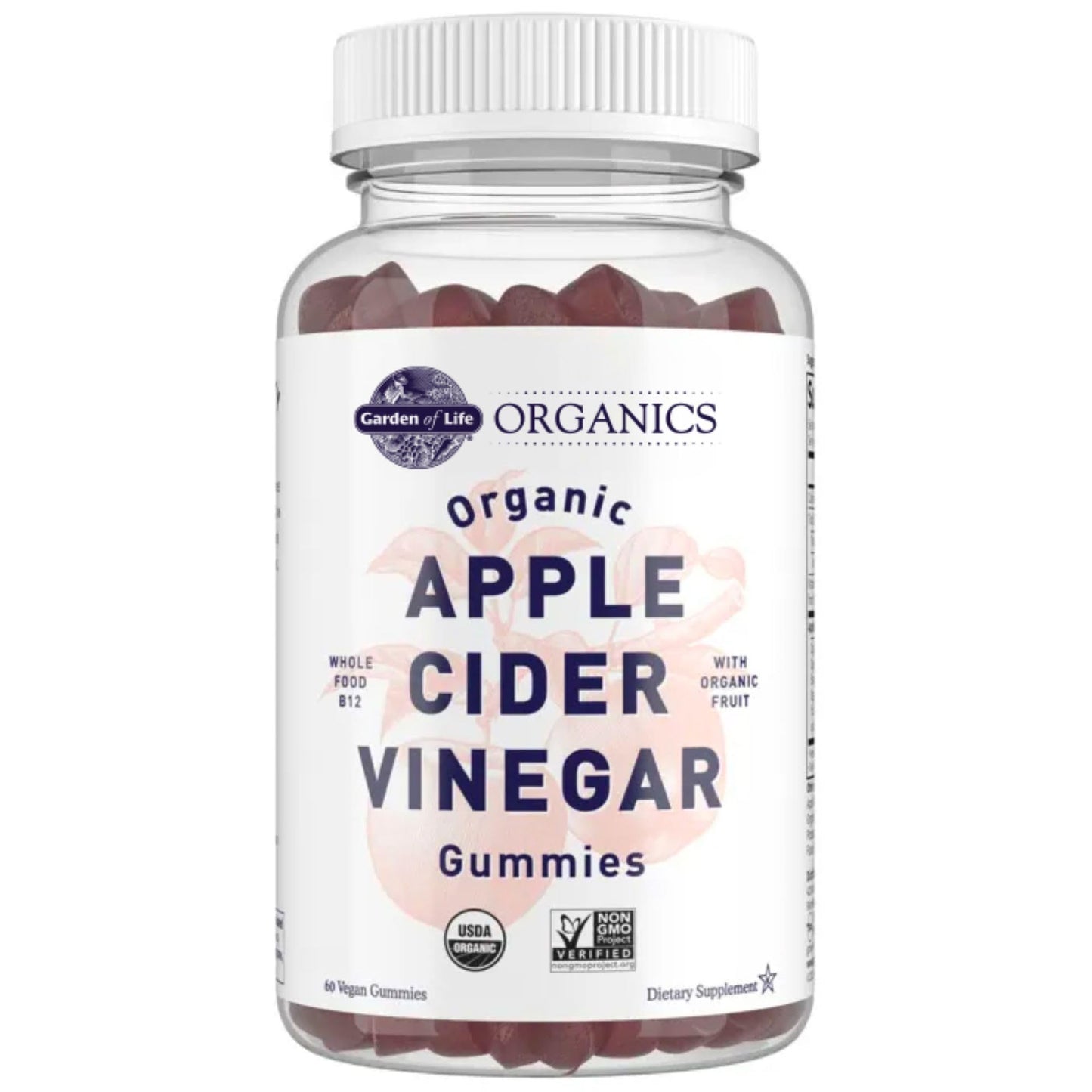 Garden of Life Apple Cider Vinegar Gummies USDA Organic ACV Gummy Vitamins Made with Real Fruit Blend, Whole Food Vitamin B12 - Vegan, Gluten Free, Non-GMO, Kosher - 60 Gummie