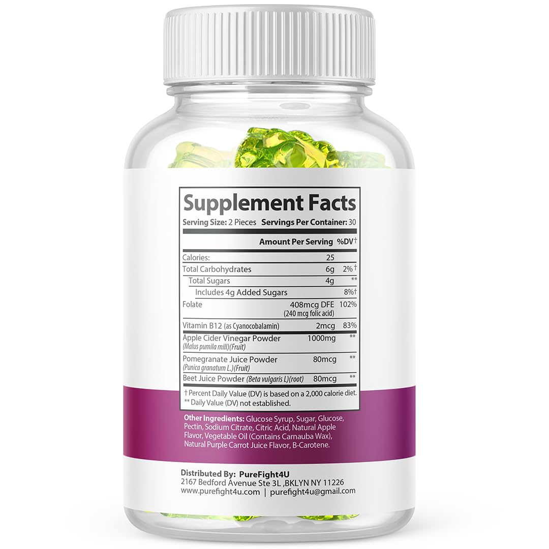 PureFight4U TotalFit Keto +ACV Gummies | Weight Loss Management, ACV Support, Pomegranate Juice & Vitamin B12 | Dietary Supplement 60 Gummies