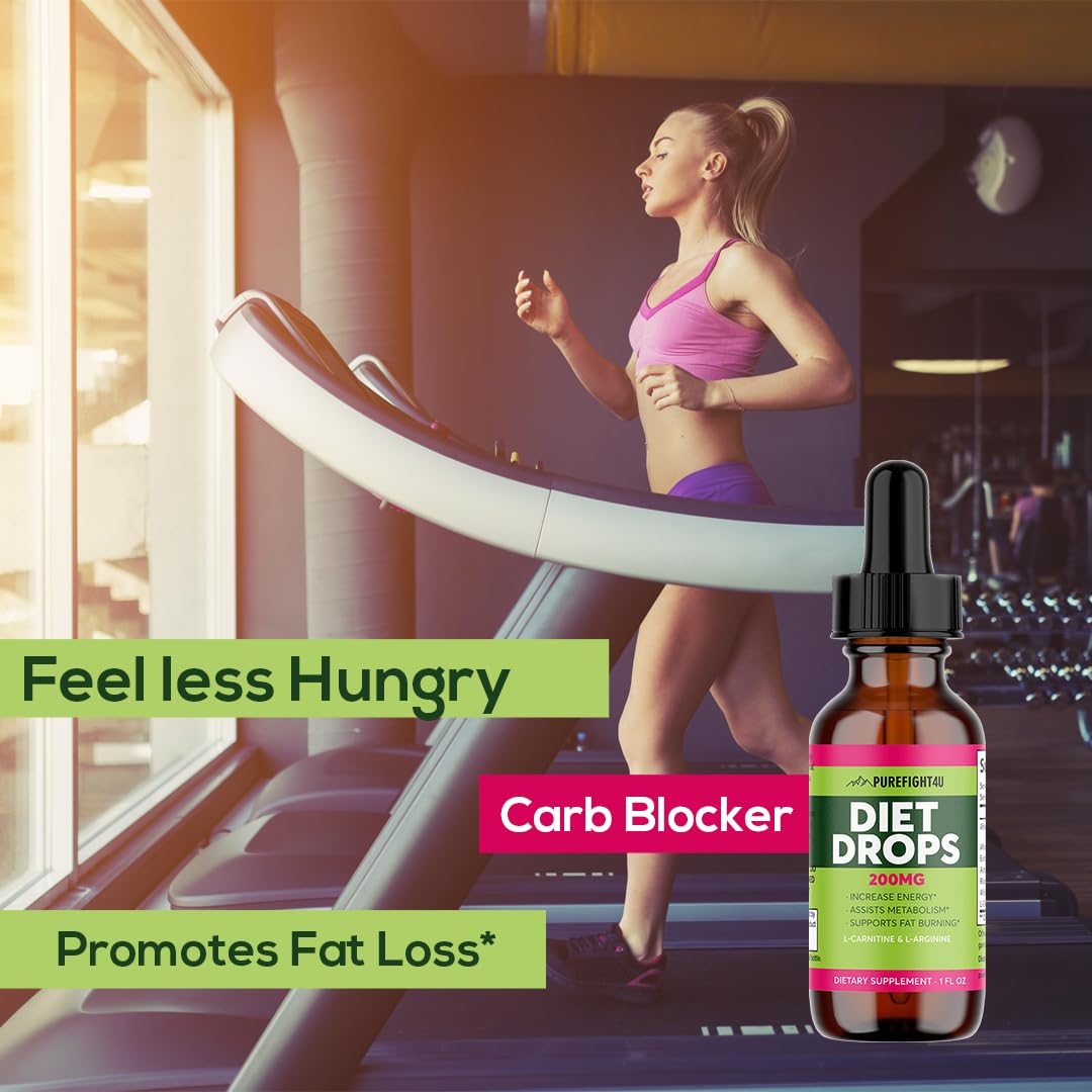PureFight4U Diet Drops Supports Fat Burning, Increase Energy, Stamina and Metabolism, Weight Management Dietary Supplement 200MG | 1 FL OZ