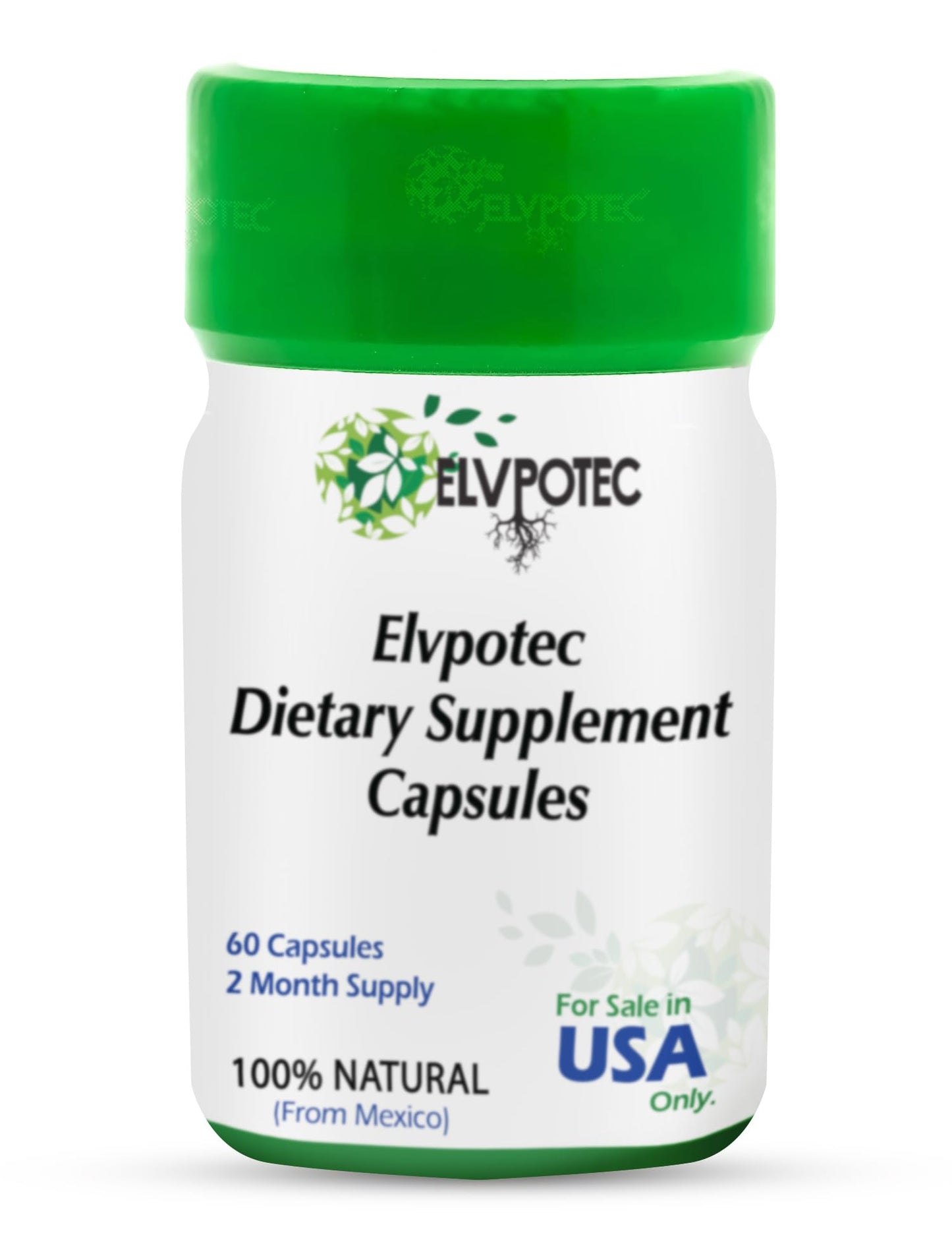 ELVPOTEC Mexican 60 Capsules 2 Month Supply from 100% Natural Ingredients for Your Body Gut and Colon Support | Made in Mexico