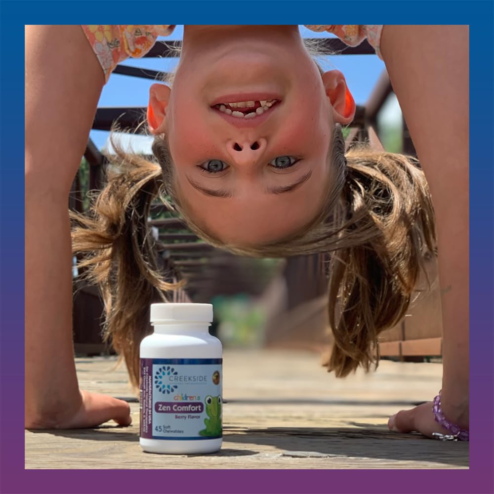 Zen Comfort for Kids, Organic Relaxation Support with 5-HTP, L-Theanine, Passionflower, Zinc, Pediatrician Formulated, Zero Sugar, Vegan, Berry Flavor, 45 Soft Chewables