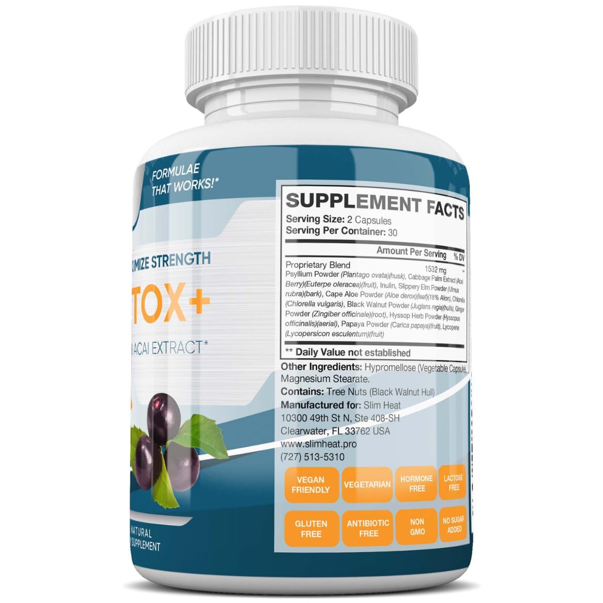 Keto Colon Cleanser Detox for Weight Flush, Advanced Gut Cleanse Detox for Women & Men with Acai Berry Extract, Psyllium Husk, Elm, Aloe & Papays - Relief & Support, Non-GMO Colon Cleanse, 60 Capsules