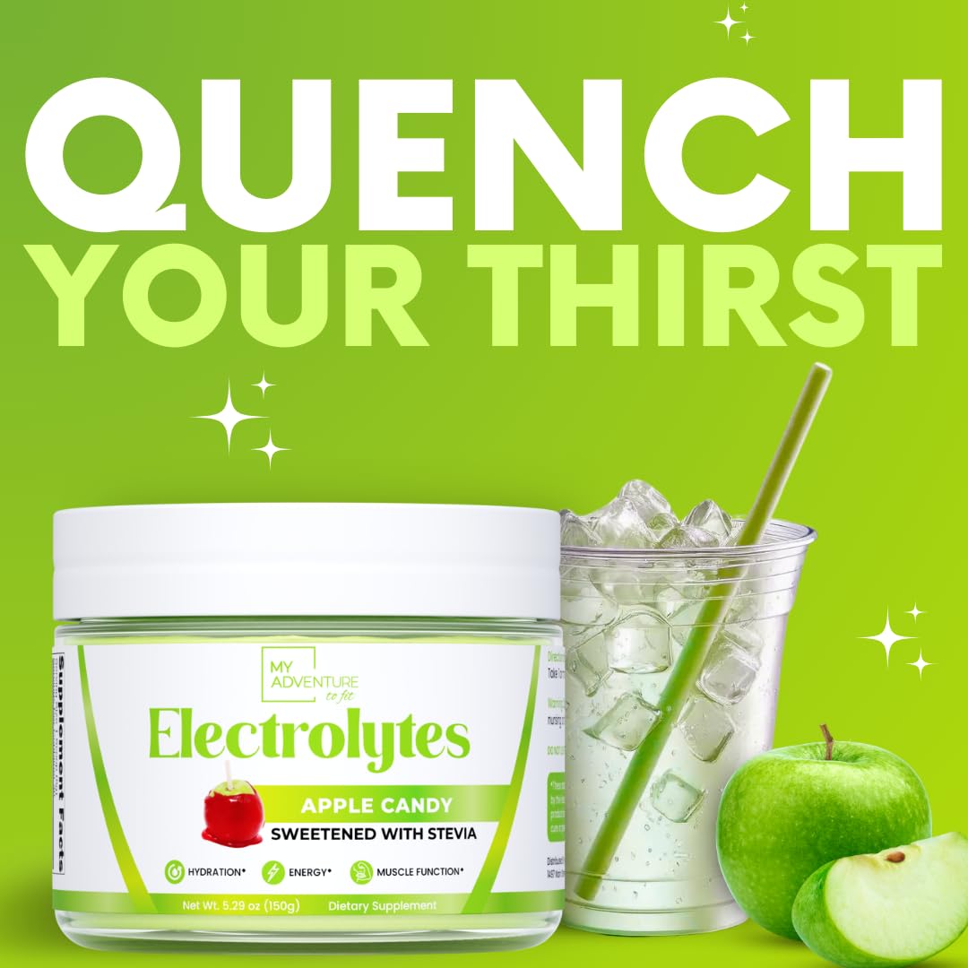 Zero Sugar - Apple Candy Electrolytes Powder - Refreshing Hydration - Caffeine Free Energy with All Natural Ingredients - Vegan, Keto, and Paleo - Sugar Free Electrolytes Drink Mix - with 30 Servings