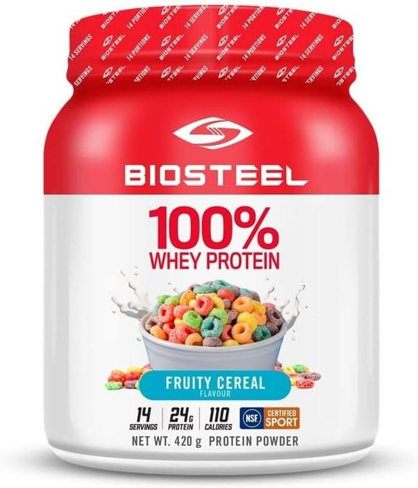 BIOSTEEL Sports 100% Whey Protein Powder, rBGH Hormone Free and Non-GMO Post Workout Formula, Fruity Cereal Flavor, 14 Servings