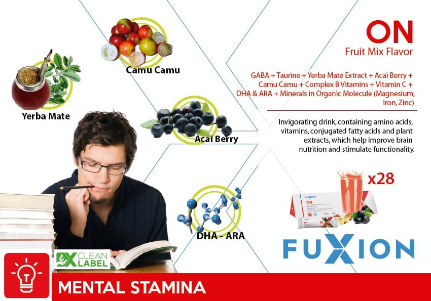 Usoway Healthcare Product Bundle, Assorted Items-Fuxion ON-nvigorating Drink That Helps Improve Brain Nutrition and stimulates functionality (28 Sticks, ON)