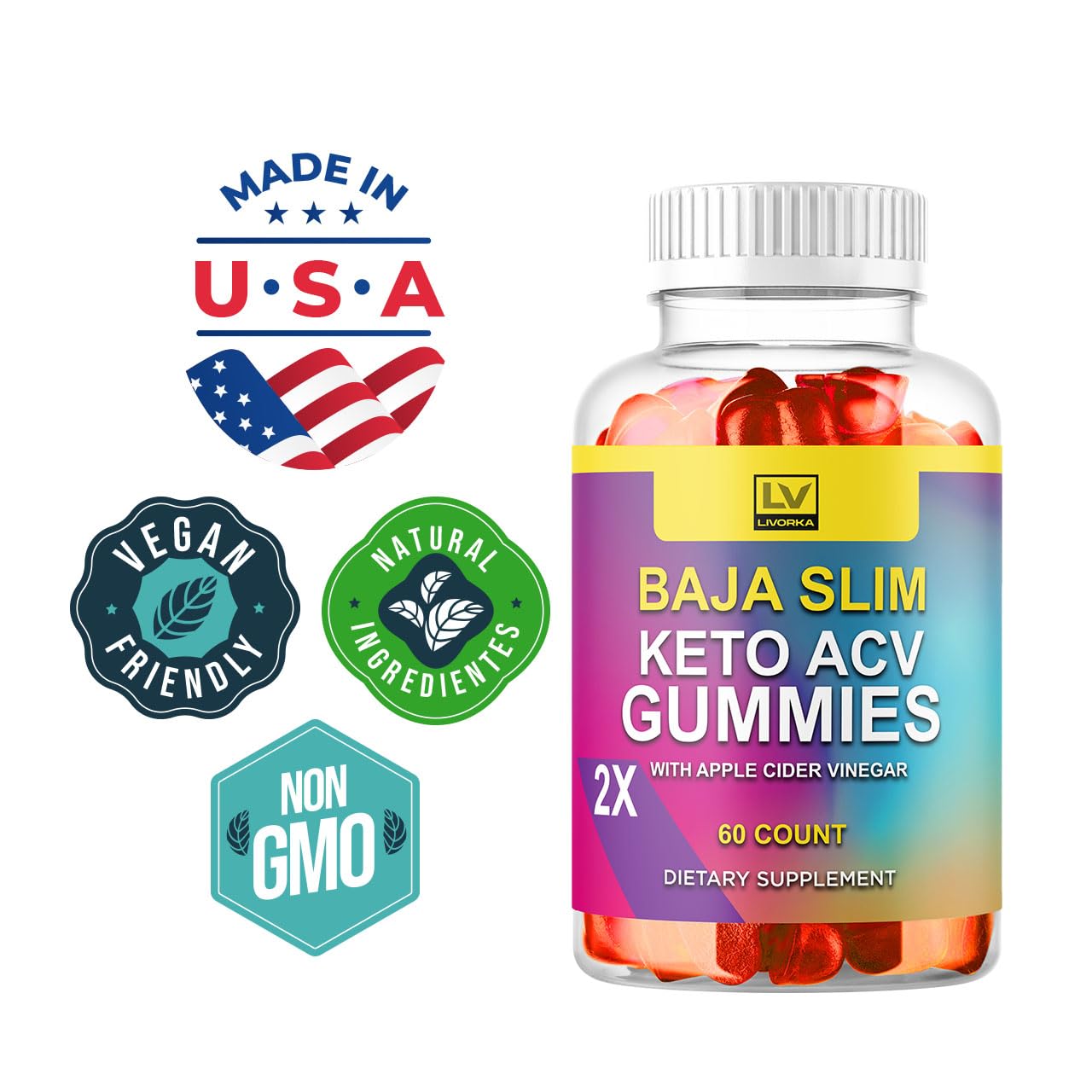 (3 Pack) Baja Slim Keto Gummies - Baja Slim Gummy Supplement Support Advanced Formula, BajaSlim ACV Keto 1050MG - Apple Cider Vinegar, All Natural Gomitas Green Tea Reviews, 180 Gummies