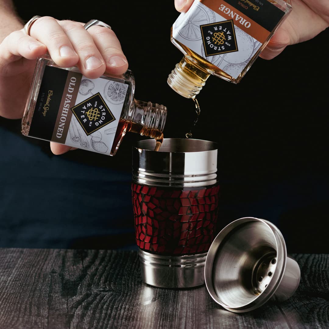 Strongwater Old Fashioned Cocktail Kit Old Fashioned Gift Set with Old Fashioned Syrup Orange Cocktail Bitters Hand Crafted with Organic Demerara Sugar Orange Peel Tart Cherries