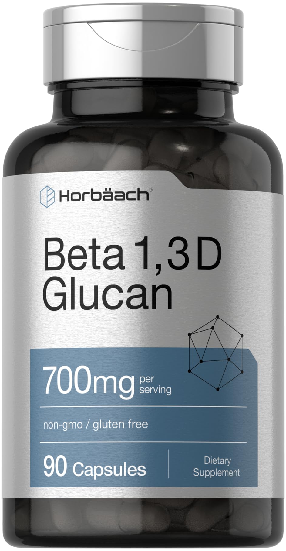 Horbäach Beta Glucan 1 3D 700 mg | 90 Capsules | Beta 1,3, 1,6 D Glucan | Non-GMO, Gluten Free Supplement