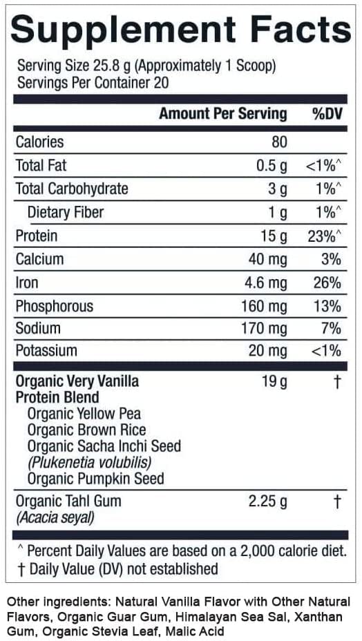 Essential Elements Pea Protein Powder - Very Vanilla | Low-carb Plant-Based Vegan Blend - Keto-Friendly and Gluten-Free | 20 Servings, 18oz