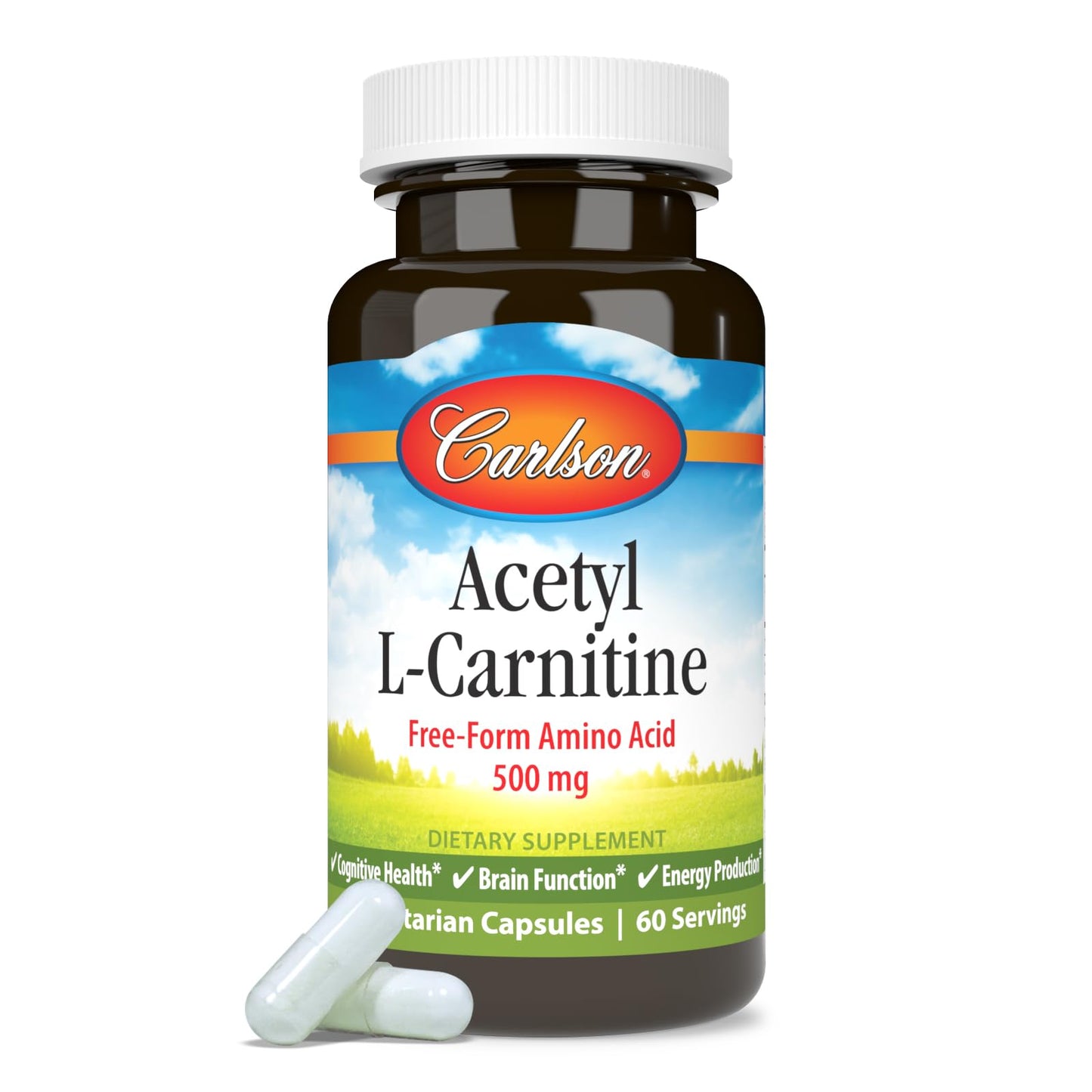 Carlson Labs Acetyl L-Carnitine, 500mg, 60 Capsules