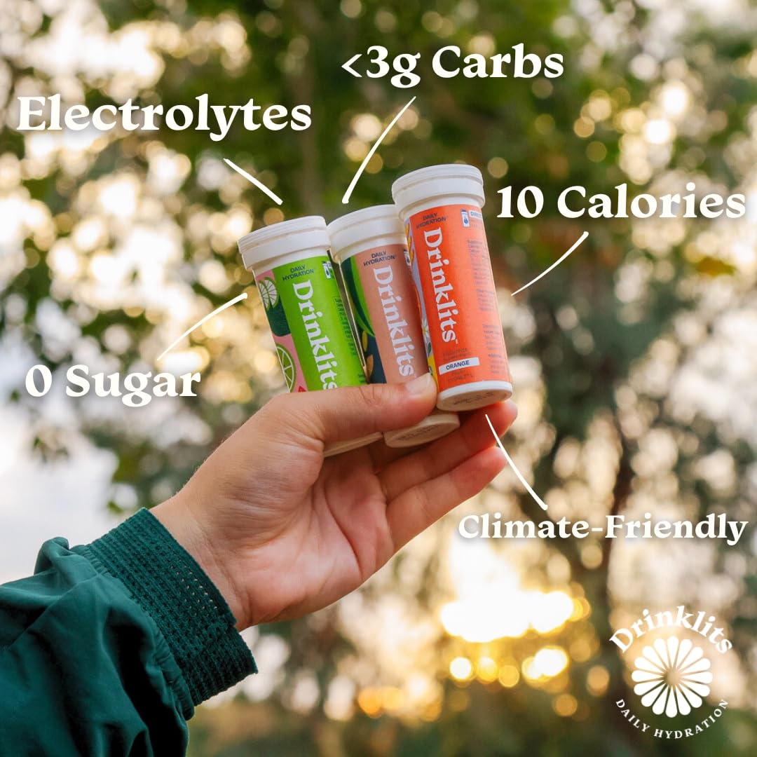 Drinklits Lemon-Lime Electrolyte Sports Drink Fizzy Hydration Tablets (8) Tube Bundle | Natural Flavors - 0g Sugar - Daily Use | 80 Servings - 10 Tablets Per Tube